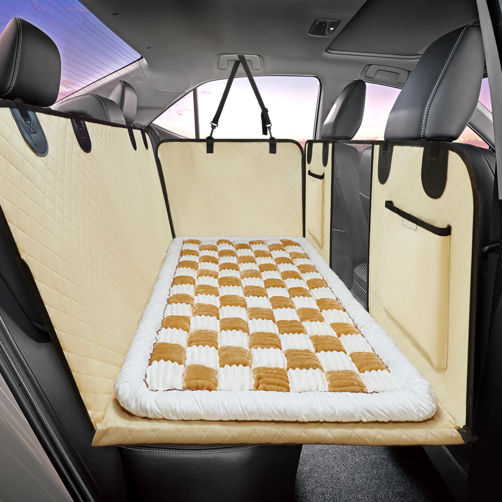 Plush Backseat Dog Bed for Cars - Cozy Pet Car Seat Cover