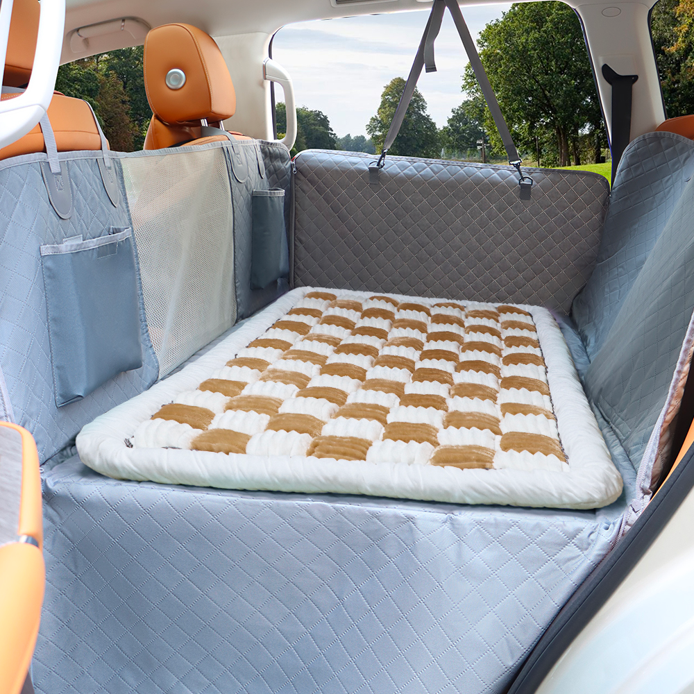 Plush Backseat Dog Bed for Cars - Cozy Pet Car Seat Cover