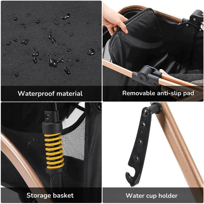 2-in-1 Foldable Dog Stroller with Removable Transport Box