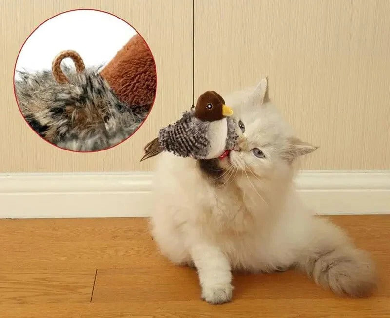 Interactive Flapping Feather Bird Toy for Indoor Cats
