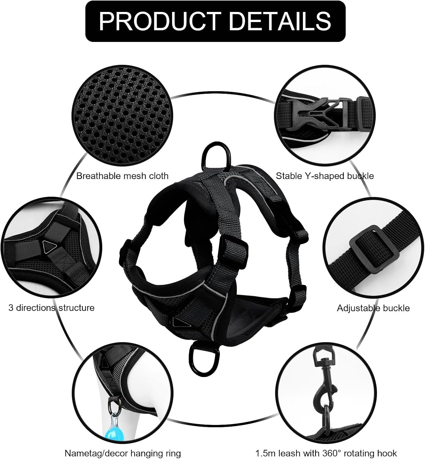360° Reflective Cat Harness and Leash Set