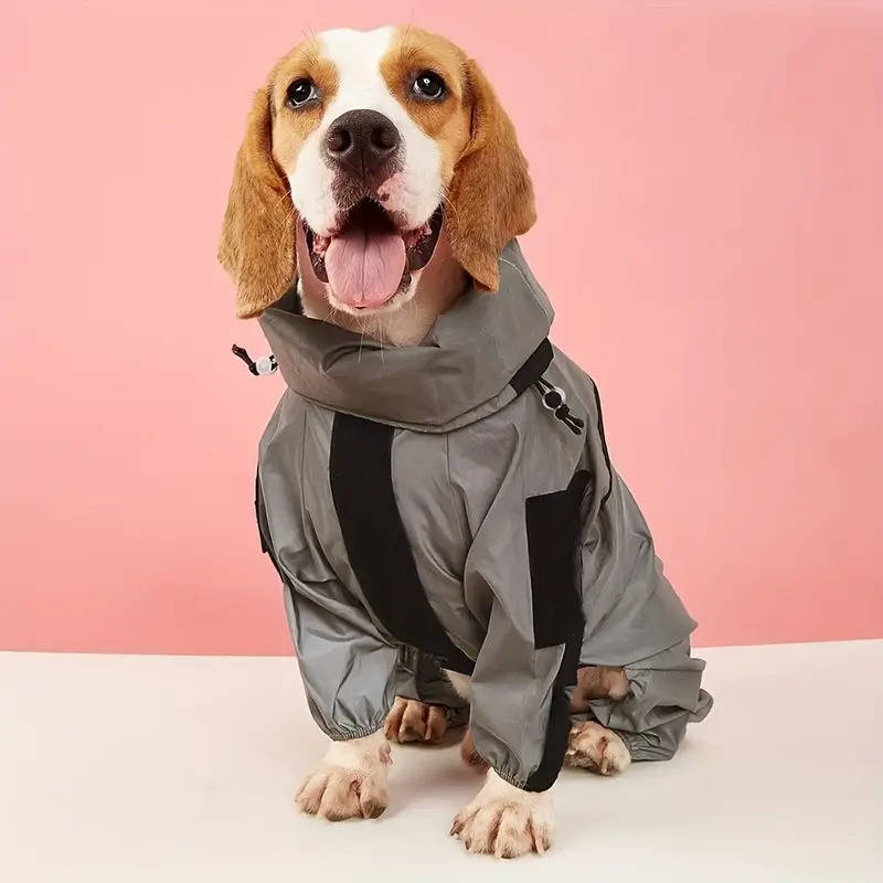 Waterproof Dog Raincoat with Hood and Reflective Strips