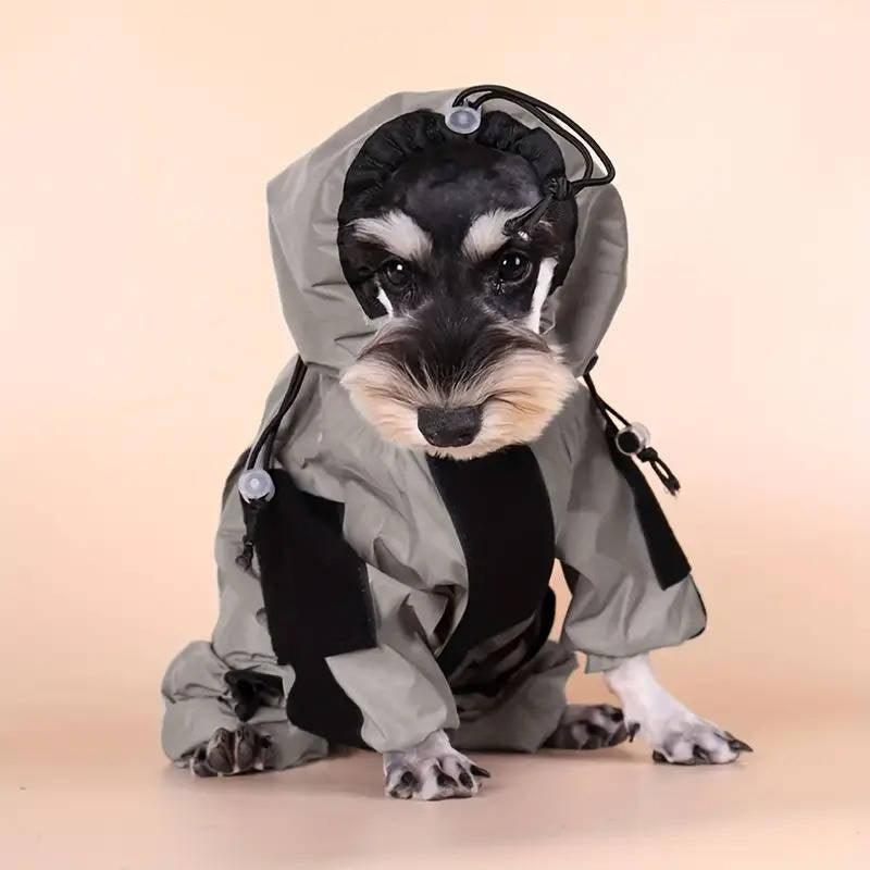 Waterproof Dog Raincoat with Hood and Reflective Strips