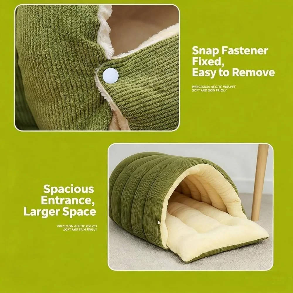 Removable and Washable Winter Enclosed Cat Bed