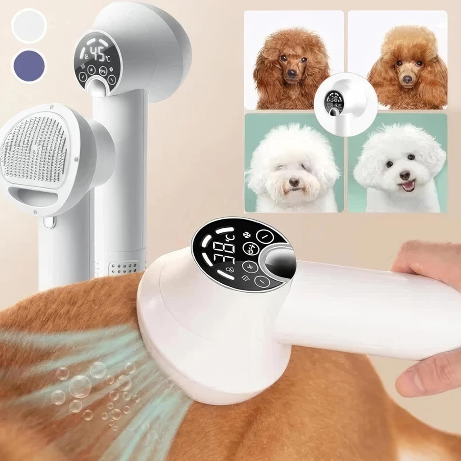 High-Velocity Pet Hair Dryer with Comb Attachment