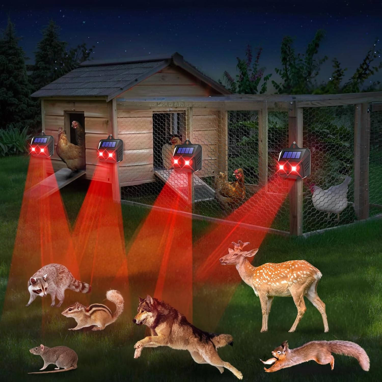 Solar Powered Ultrasonic Animal Repellent (2-Pack)