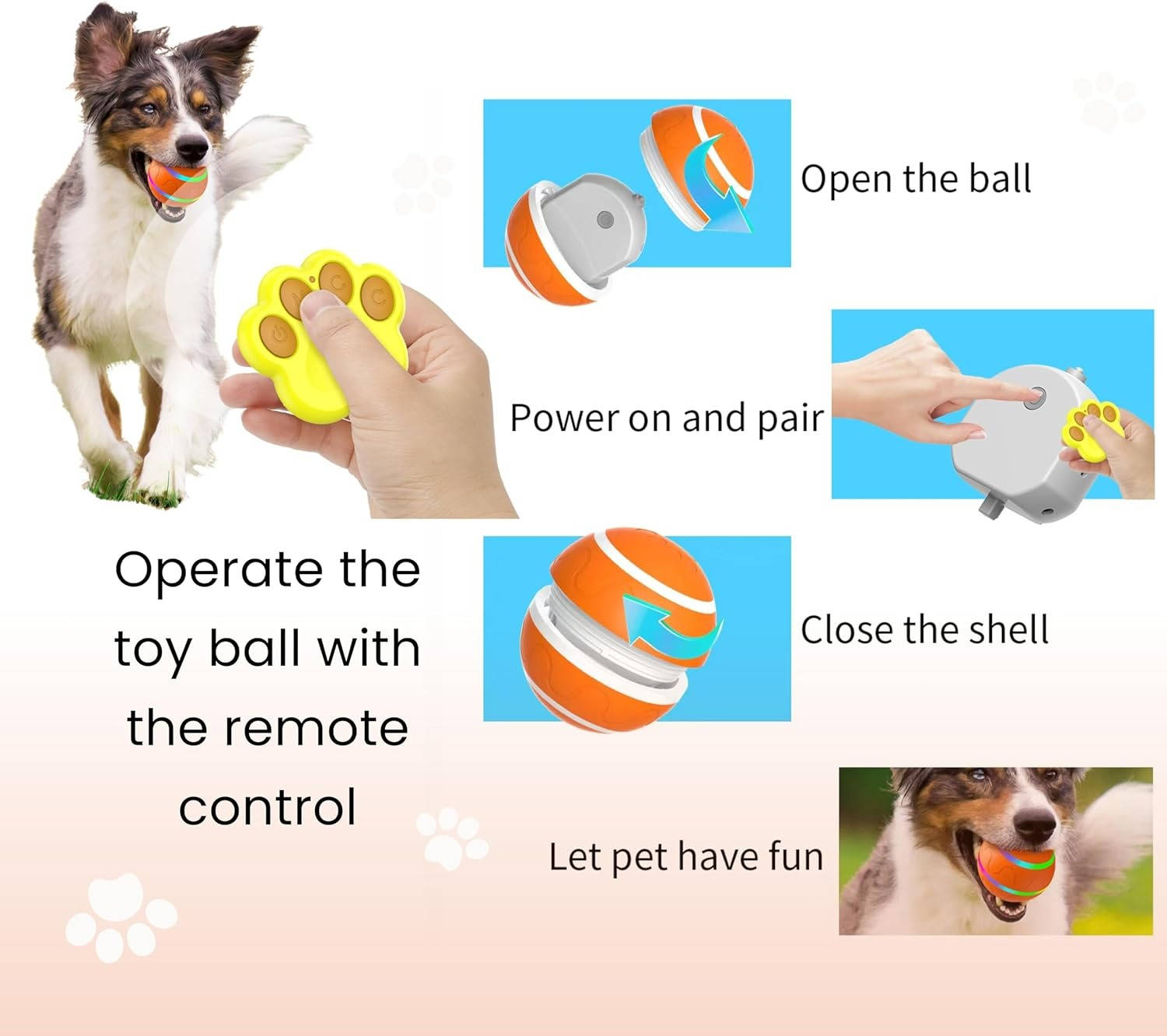 Remote Control Interactive Dog Ball Toy with LED Lights