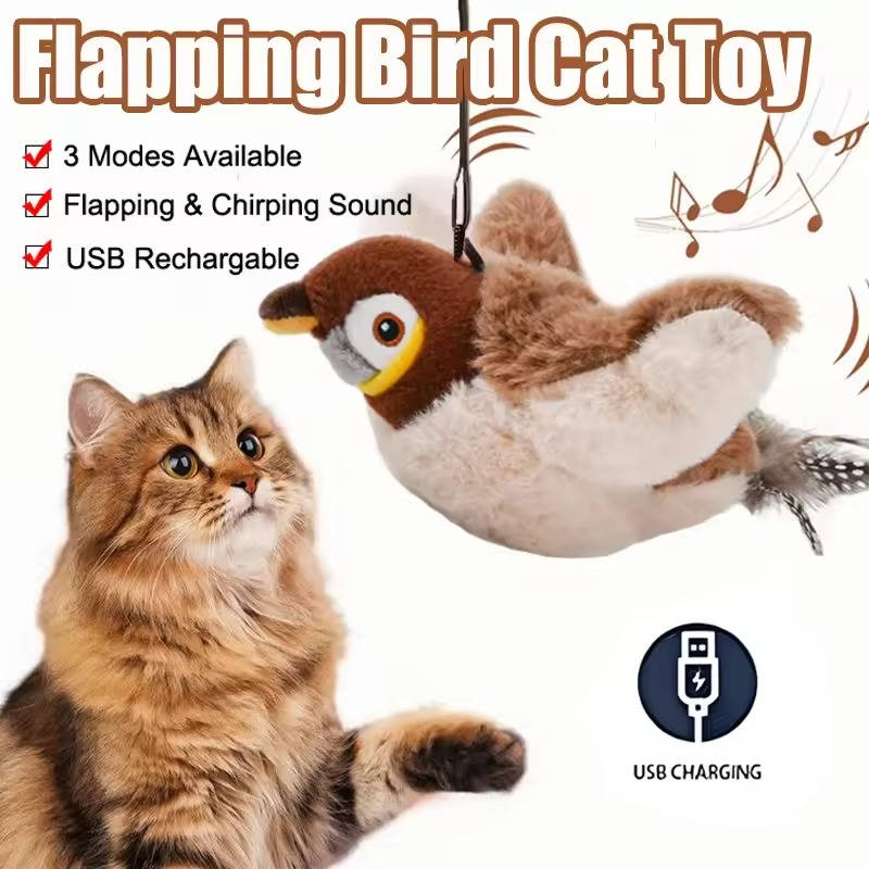 Interactive Chirping Bird Cat Chase Toy