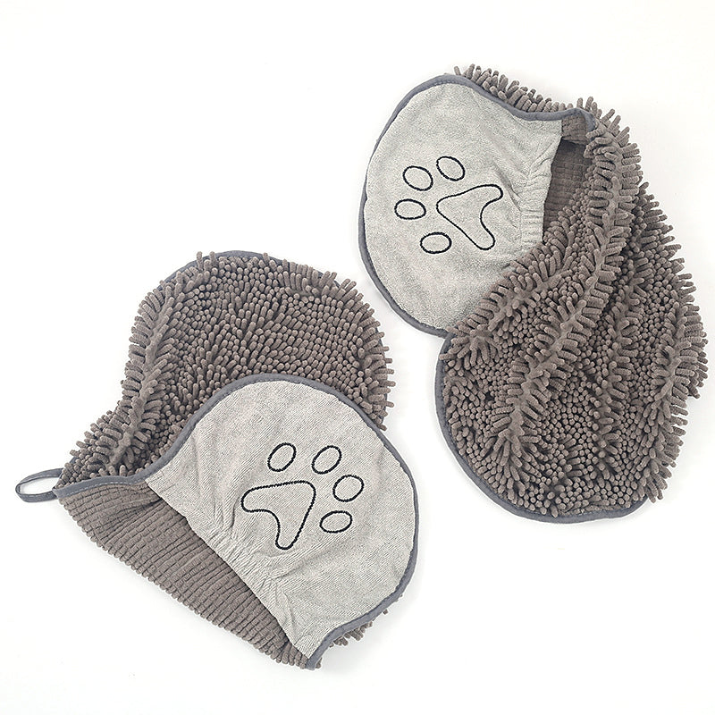 Quick-Dry Microfiber Dog Towel Wrap with Hand Pockets