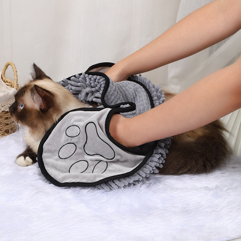 Quick-Dry Microfiber Dog Towel Wrap with Hand Pockets