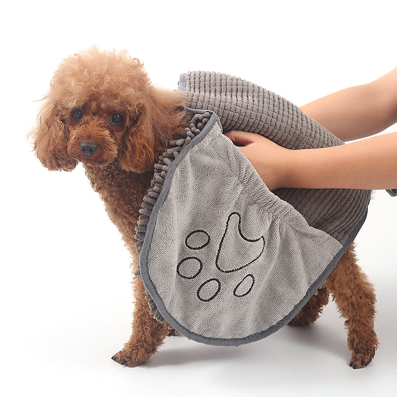 Quick-Dry Microfiber Dog Towel Wrap with Hand Pockets